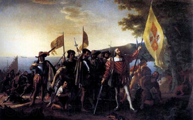 John Vanderlyn Columbus Landing at Guanahani, 1492 Norge oil painting art